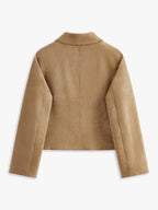 Suede-Style Jacket Featuring Buttoned Lapel