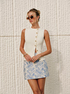 Asymmetric Closure Textured Knit Vest