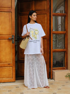 Cotton Print Tee in Oversized Style