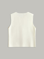 Shell Button Accented Sleeveless Top