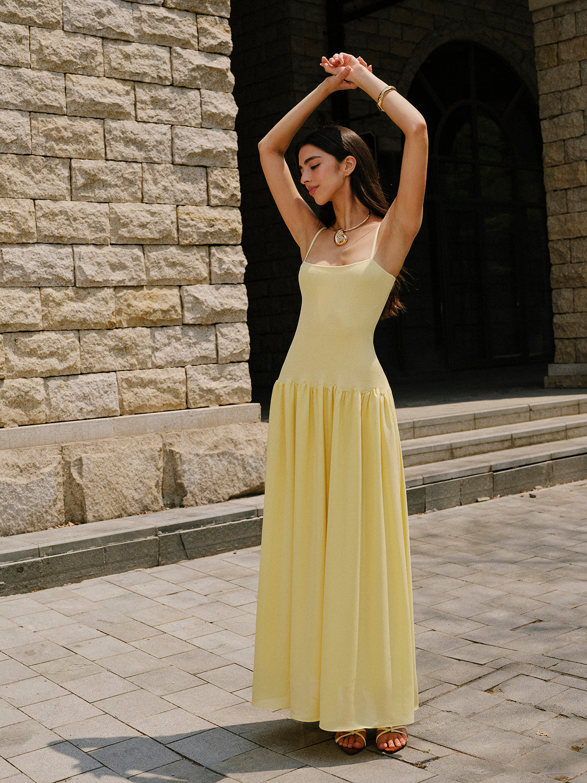A LA FINE FLEUR Cami Sweater Dress with pleated hem detail in a fitted style.