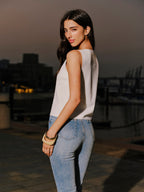 Shell Button Accented Sleeveless Top