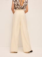 Mid-Waist Trousers with Wide Legs and Belt Detail