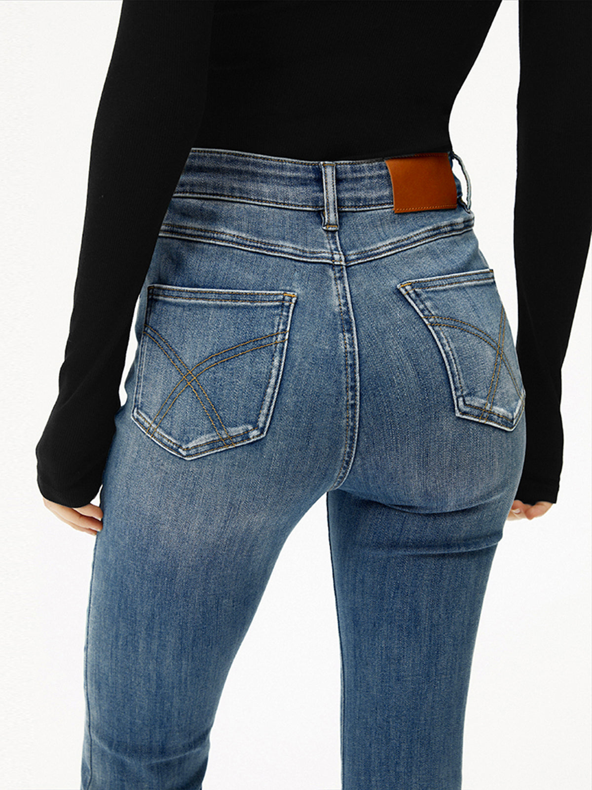 Elevated Waistline Bootcut Denim Pants for Women