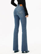 Elevated Waistline Bootcut Denim Pants for Women