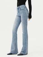 Elevated Waistline Bootcut Denim Pants for Women
