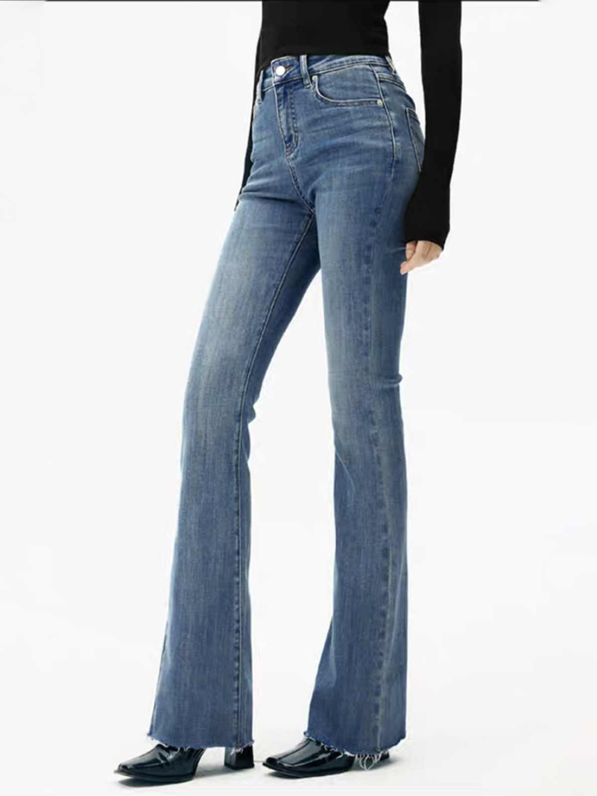 Elevated Waistline Bootcut Denim Pants for Women