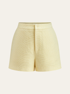 Pearl-Button Tweed Vest and Shorts Outfit