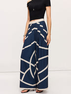 Elevated Wide-Leg Trousers with Stripe Design