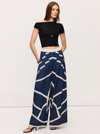 Elevated Wide-Leg Trousers with Stripe Design