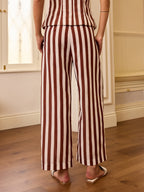 Striped Mid-Waist Trousers with Wide-Leg Design