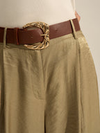 Belted Wide-Leg Trousers with High-Rise Fit