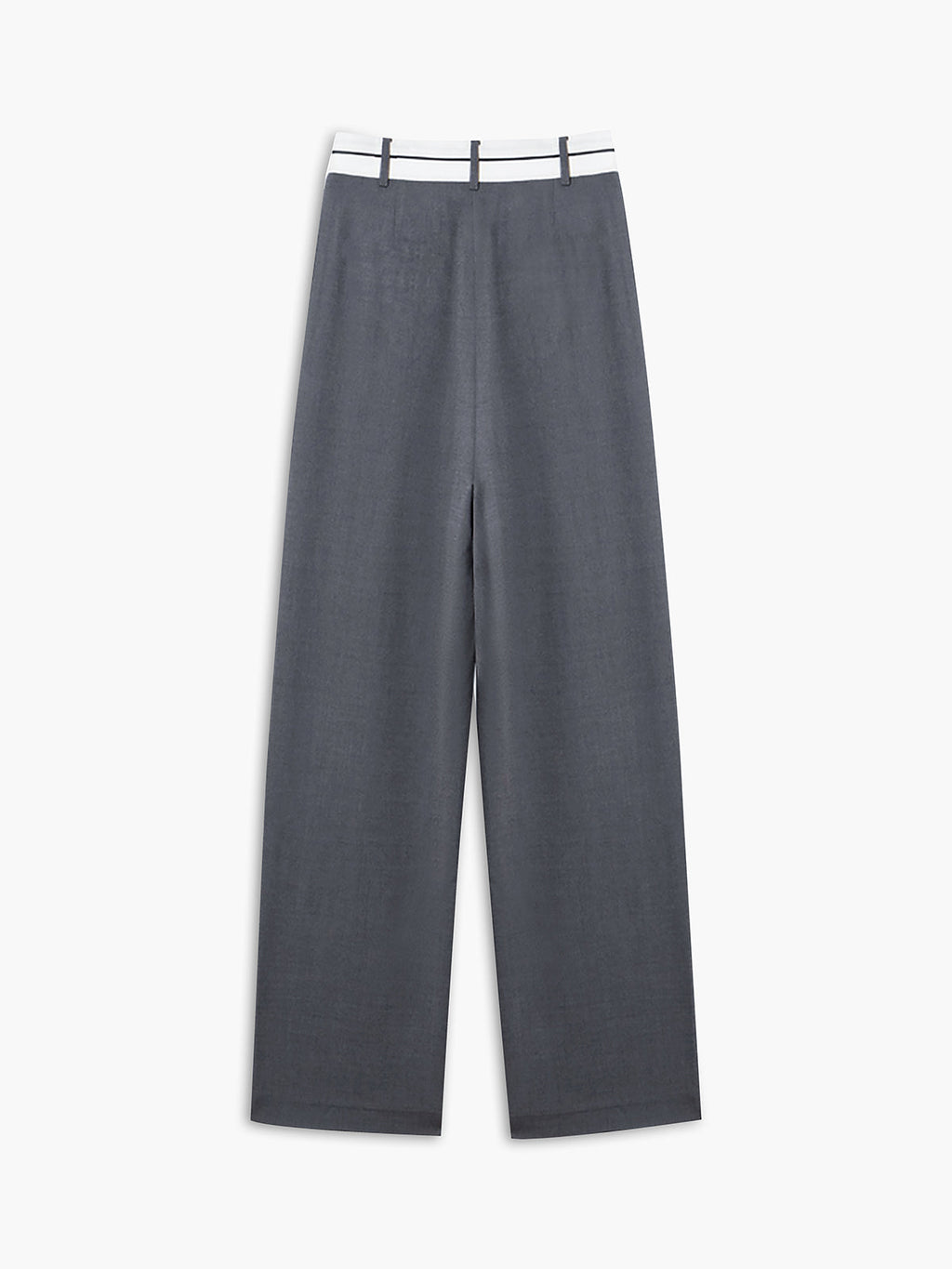 Wide Leg Dress Pants with Asymmetrical Contrast Waistband