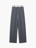 Wide Leg Dress Pants with Asymmetrical Contrast Waistband