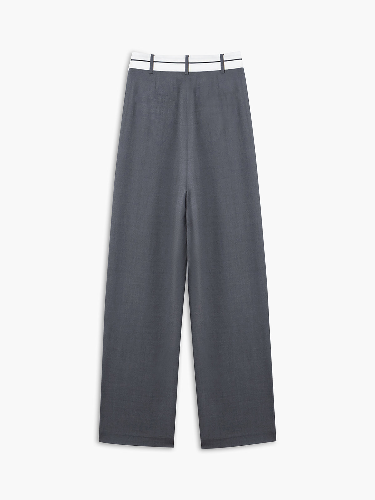 Wide Leg Dress Pants with Asymmetrical Contrast Waistband