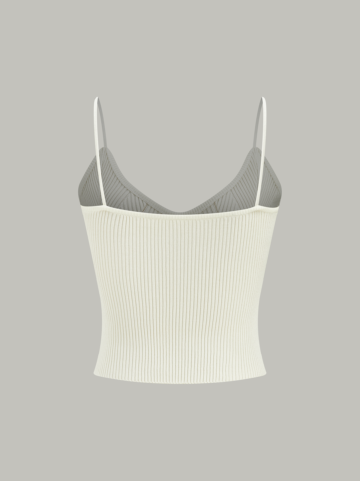 Ribbed Knit Cami Top with Metal Button Detail