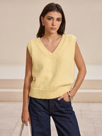 V-Neck Wool-Blend Knitted Sleeveless Sweater Vest