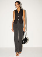 Casual Low-Rise Trousers with Pinstripe Detail