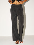 Casual Low-Rise Trousers with Pinstripe Detail
