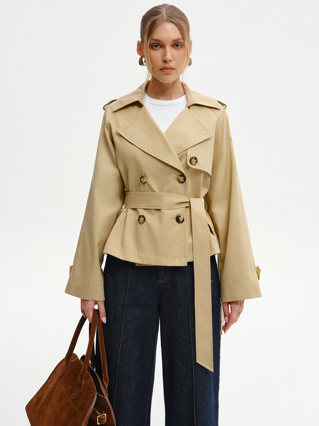 Double-Breasted Trench Coat with Belt