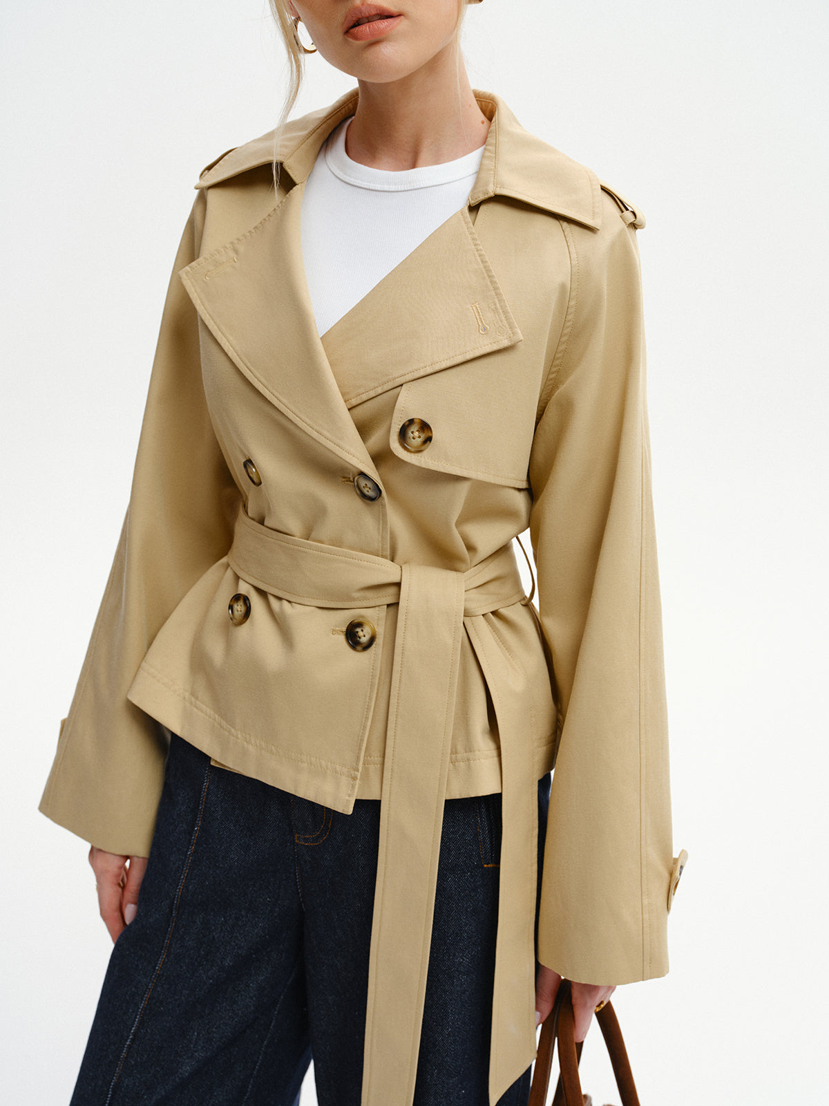 Double-Breasted Trench Coat with Belt