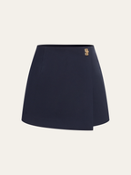 Metallic Accent Asymmetrical Skort with Unique Detail