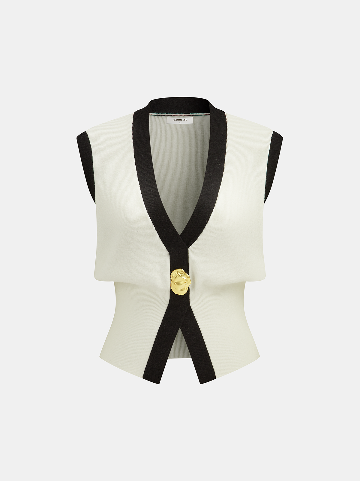 Contrast Trim Sweater Vest with Coordinated Midi Skirt