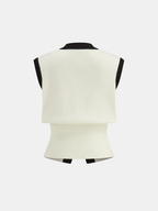 Contrast Trim Sweater Vest with Coordinated Midi Skirt