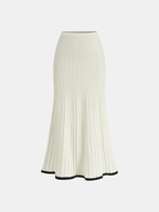 Contrast Trim Sweater Vest with Coordinated Midi Skirt