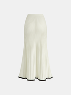 Contrast Trim Sweater Vest with Coordinated Midi Skirt