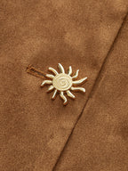 Suede-Effect Jacket with Fitted Metal Buttons