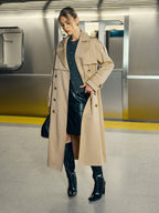 Double-Breasted Cotton-Blend Trench Coat with Belt