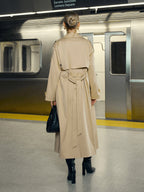 Double-Breasted Cotton-Blend Trench Coat with Belt