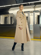 Double-Breasted Cotton-Blend Trench Coat with Belt