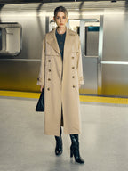 Double-Breasted Cotton-Blend Trench Coat with Belt