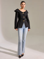 Chic Off-Shoulder Blazer with Large Lapels