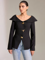 Chic Off-Shoulder Blazer with Large Lapels