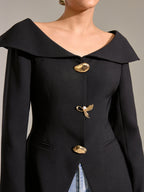 Chic Off-Shoulder Blazer with Large Lapels