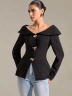 Chic Off-Shoulder Blazer with Large Lapels