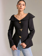 Chic Off-Shoulder Blazer with Large Lapels