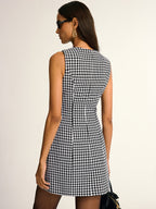 Sleeveless A-line mini dress in a chic houndstooth pattern from LA FINE FLEUR.