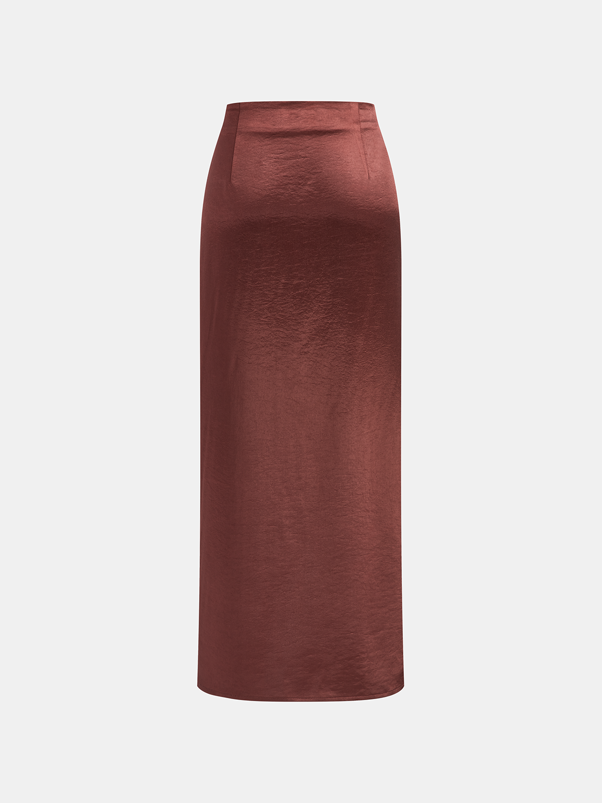 Satin Midi Skirt with Metallic Accent and Slit
