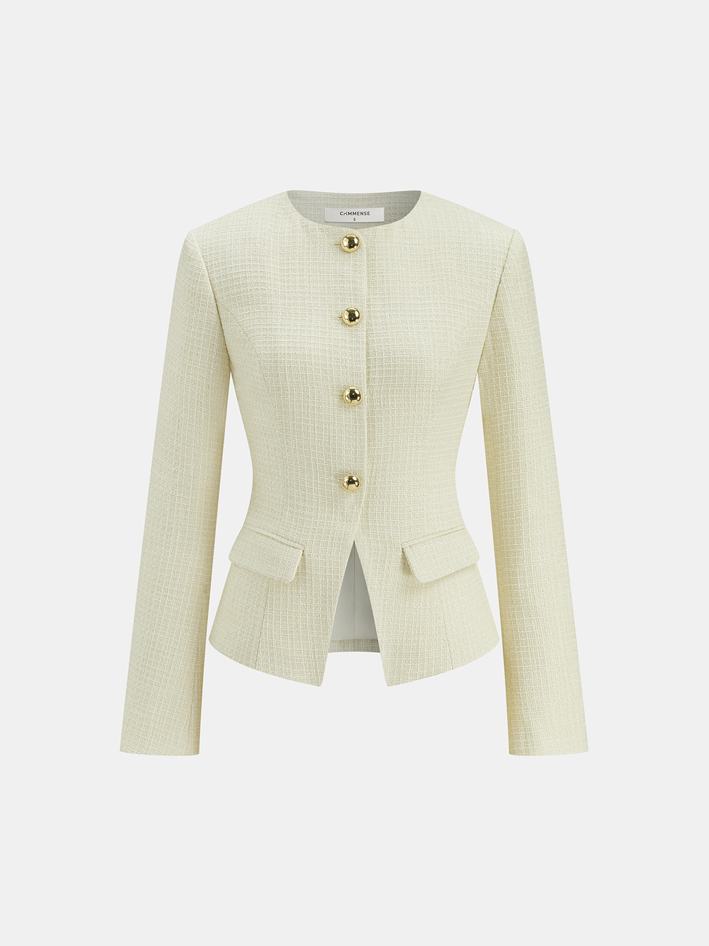 Tweed Blazer Enhanced with Shiny Metallic Buttons