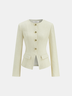 Tweed Blazer Enhanced with Shiny Metallic Buttons
