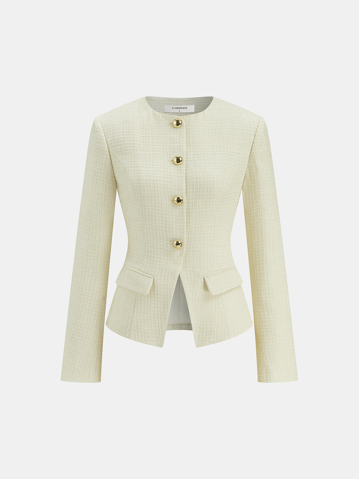 Tweed Blazer Enhanced with Shiny Metallic Buttons