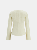 Tweed Blazer Enhanced with Shiny Metallic Buttons
