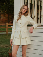 Tweed Blazer Enhanced with Shiny Metallic Buttons