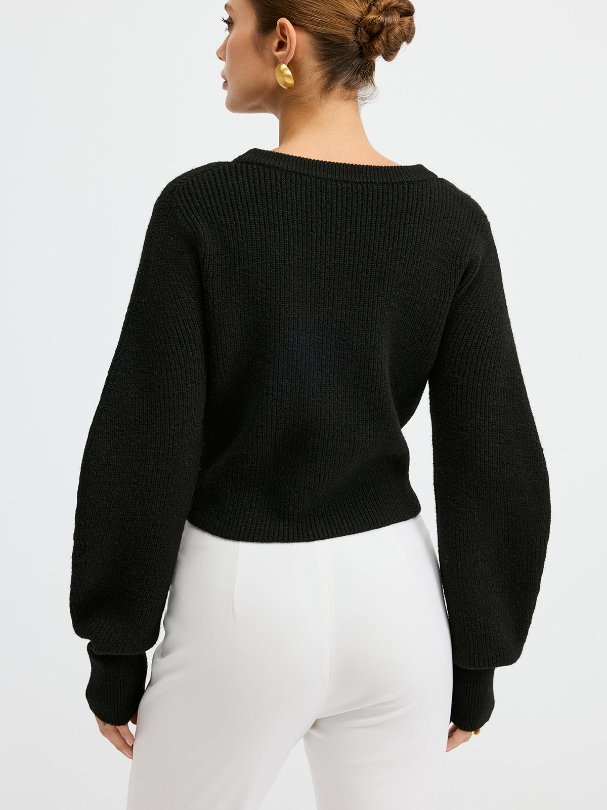 Wool Blend Cardigan Featuring Lace Hem Detail