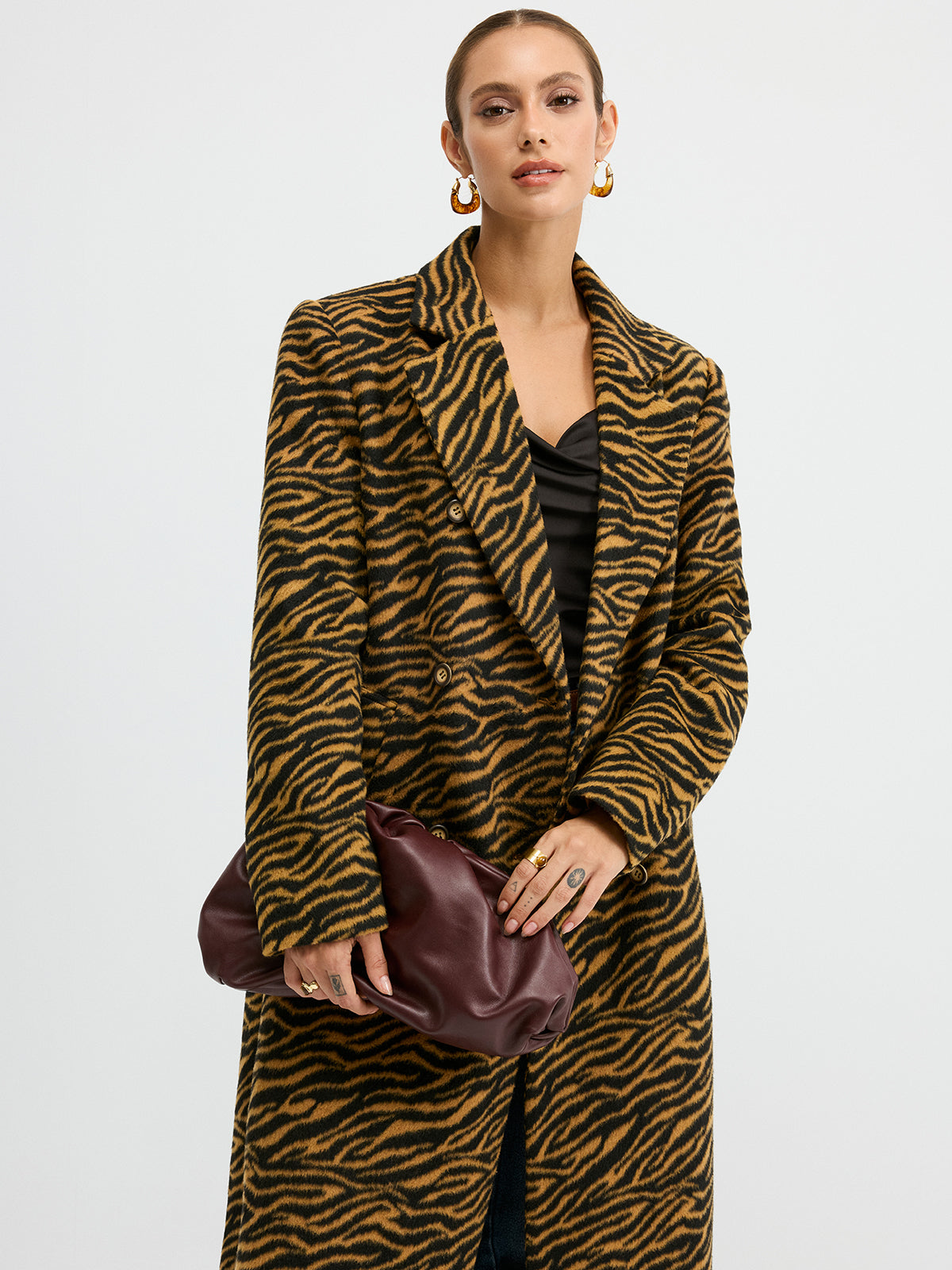 Large Tiger Pattern Tweed Coat
