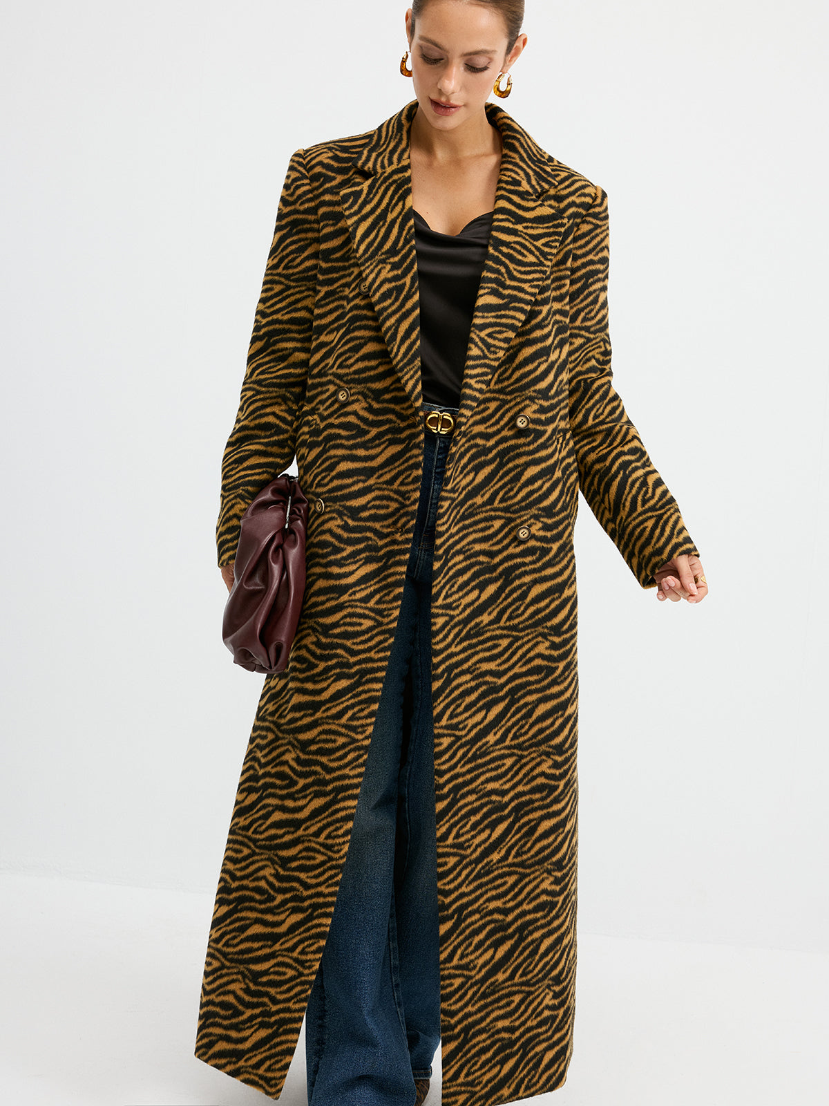 Large Tiger Pattern Tweed Coat